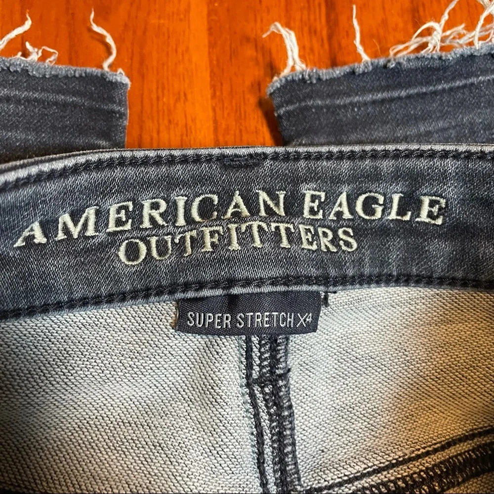 American Eagle distressed hi rise skinny jeggings with raw hem